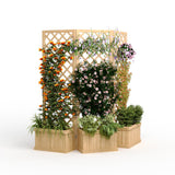 Garvee Pantalla de Privacidad Exterior con Jardineras - Cedro Natural, 3 Paneles Plegables, Drenaje Inteligente para Patio y Jardín - Madera