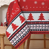 Garvee Mantel de Navidad Rojo, Repelente al Agua y Manchas, Poliéster, Fácil de Cuidar, Rectangular, 132x132cm, con Diseño de Árbol de Navidad - Rojo