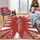 Garvee Alfombra Navidad 120x170cm lavable copos árbol microfibra suave antideslizante rojo hogar - Rojo