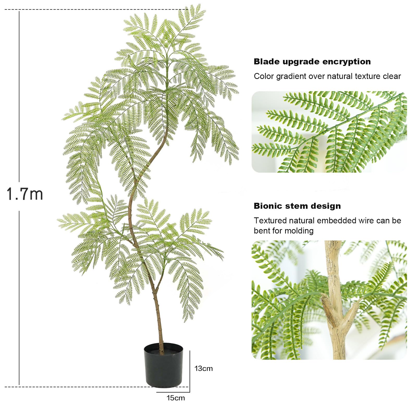 Garvee Jacaranda-Mimosifolia Conjunto de Decoraciones de Árbol Artificial de 2 Ramas Ajustables Hojas Realistas Decoración Interior para el Hogar 1.70cm
