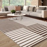 Garvee Alfombra de Pelo Corto 160x230 cm, 100 % Poliéster Lavable, Base Antideslizante TPR, Apta para Suelo Radiante, Color Marrón, Estilo Moderno Minimalista - Marrón