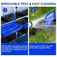 Garvee Caja de Nido para Pollos 8 Compartimentos con Soporte, Acero Galvanizado PP, Diseño Antideslizante, Fácil Limpieza Gallineros Granjas, Azul