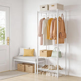 Garvee Perchero de Ropa Metálico Ajustable con Estantes para Dormitorio y Lavandería, 60 × 40 × 180 cm, Blanco, Resistente 310 kg