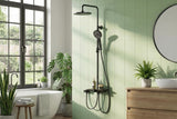 Garvee Duschsystem con Regenduschkopf 250mm y 3+1 Funciones, Acero Inoxidable Cromado, Baño Moderno, Ajustable, Plata - Negro