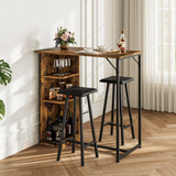 Garvee Conjunto De Bar 3 Piezas Con Estantes - Mesa Pequeña Y 2 Taburetes De Metal - Cocina, Comedor O Apartamentos - Vintage + Tubo Negro (Cojín) - Vintage & Negro