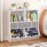 Garvee Gran Estantera Infantil De Madera Con 7 Compartimentos Y 3 Cajones Para Habitaciones Y Salas De Juego Blanca, Verstil Y Segura