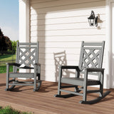 Garvee Juego De 2 Sillas Mecedoras Adirondack De Exterior HDPE Resistente Para Patio Y Jardín Textura Madera Diseño Ergonómico