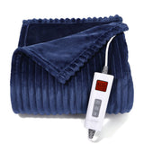 Garvee Manta Con Flanell Y Kordelzug Suave Y Cálida Ajustable Ideal Para Hogar Y Viajes - Azul Marino