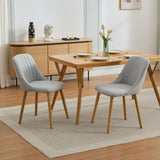 Garvee Juego de 2 Sillas de Comedor de Lino con Patas de Madera, Sillas Tapizadas Ergonómicas y Antideslizantes para Salón, Cocina y Oficina, Color Gris - Gris