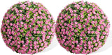 Garvee Set 2 Bolas Artificiales de Topiario 40cm Flores Césped Colgantes Rosas Rojas Blancas PE Duradero Fácil Montaje Boda Hogar Decoración - Rosa