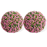 Garvee Set 2 Bolas de Boj Artificiales 55cm Con Blumen PE UV-Resistente Hochzeiten Balkon Verde Rojo Rosa - Rosa