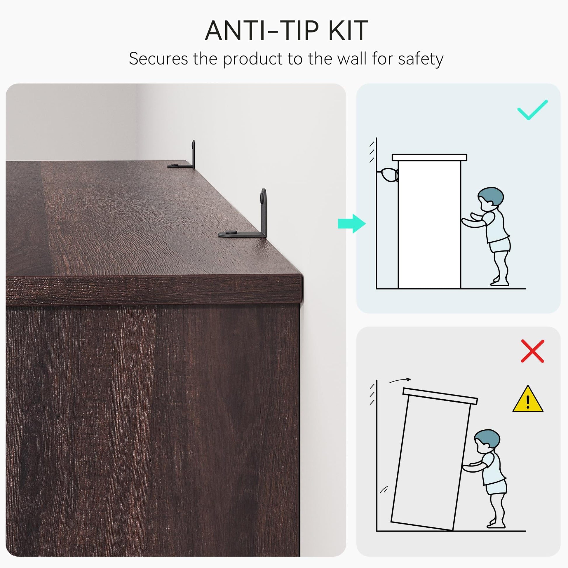 Garvee Estantería Triple Ancha de 5 Niveles, Madera Cerezo Oscuro 80x32x171.2cm, MDF PB y Hierro, Diseño Vintage Industrial, Estable y Duradera para Sala y Oficina