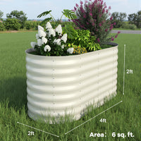 Garvee Jardineras Elevadas Galvanizadas 2 Pzs 122x61x61cm Beige - Acero Galvanizado, Resistente a la Oxidación, Jardinería Exterior
