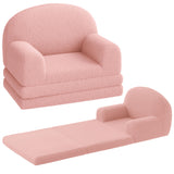 Garvee Sofá Infantil Convertible 2-en-1 con Espuma de Alta Densidad y Forro Sherpa Suave, Rosa Luna, Ideal para Juegos y Descanso, 58×132×33 cm - Luna Rosa