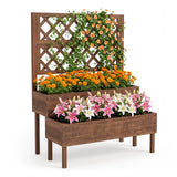 Garvee Jardinera Elevada De Madera Con Enrejado 2 Niveles Para Patio Y Balcn Madera De Abeto Natural Marrn