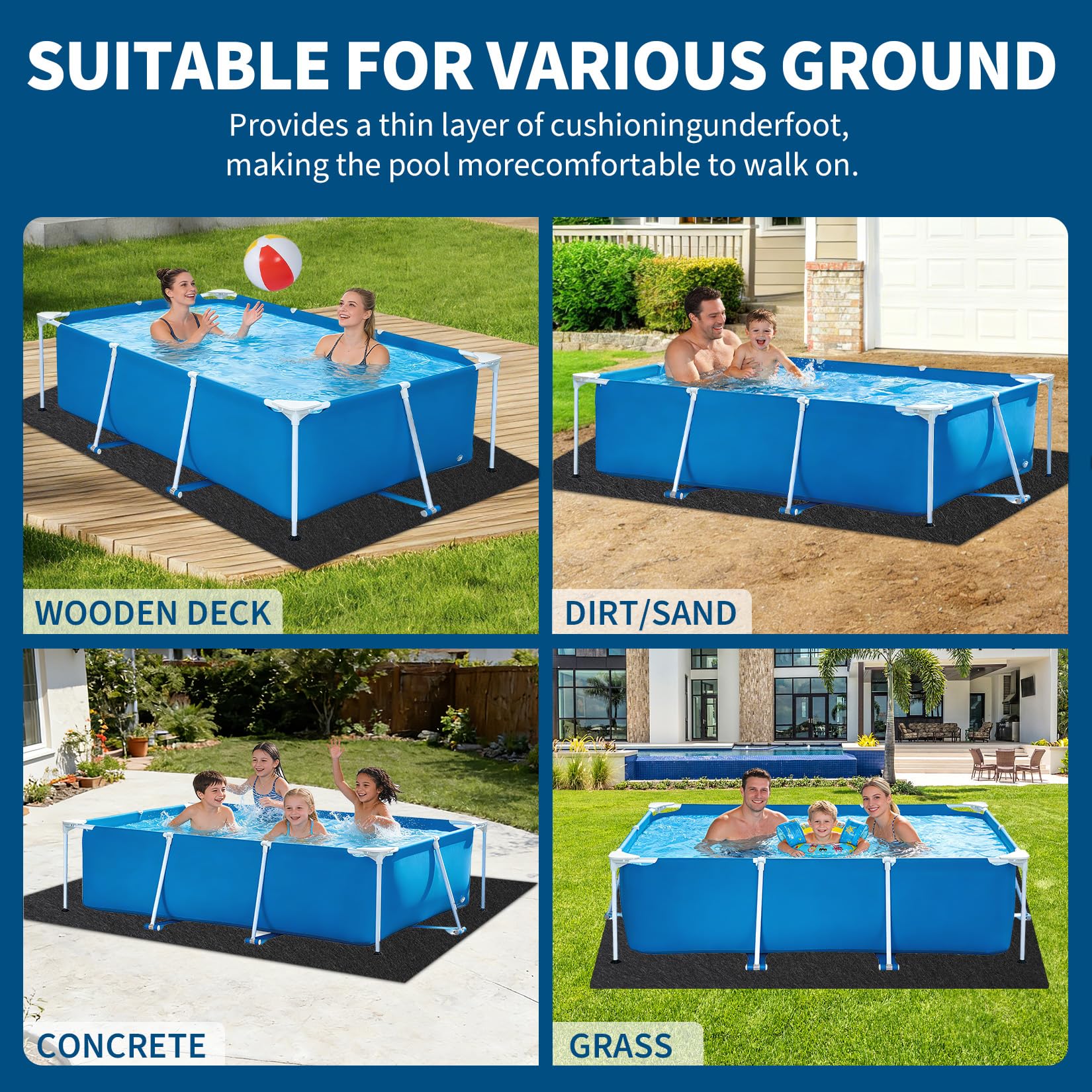 Tapis de sol noir Garvee pour piscine