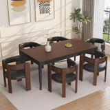 Garvee Sillas De Comedor Mid Century Modern, PU Cuero Negro, Marco De Madera De Caucho, Juego De 6, Cocina Y Sala