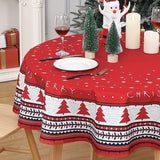 Garvee Mantel Navideño Redondo 60 cm Impermeable Poliéster Decoración Árboles Copos de Nieve Rojo - Rojo