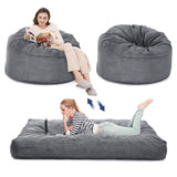Garvee Sillón Puff Gigante Convertible 2 en 1, con Espuma Premium y Funda de Pana Lavable, para Sala, 137.16x190.5 cm, Gris Claro - Gris Claro