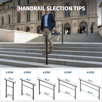 Garvee Barandilla para Escalera de 6 Peldaños Pack de 2 Unidades con Soporte de Alta Resistencia para Entradas de Edificios Negro