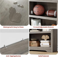 Garvee Estantería de Granja Alta 191cm con 2-6 Niveles Ajustables, MDF Resistente, Diseño Elegante, Antivuelco, para Sala y Oficina, Negro