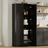 Garvee Gabinete Alto para Despensa de Cocina 152 cm con 2 Puertas, Estantes Ajustables, Negro, para Cocina y Comedor - Negro