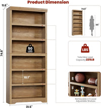 Garvee Estantería de Almacenamiento de MDF de 6 Niveles sin Puertas de 191 cm de Alto con Estantes Ajustables para Hogar y Oficina Madera