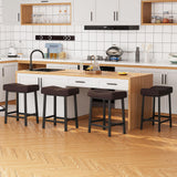 Garvee Juego De Taburetes De Bar Modernos Sin Respaldo Tapizados 61 cm Negro Para Cocinas Bares Comedores - Negro & Marrón