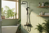 Garvee Duschsystem con Regenduschkopf 250mm, 3+1 Funciones, Acero Inoxidable y ABS, Cromado, para Baño Moderno, Altura Ajustable - Negro