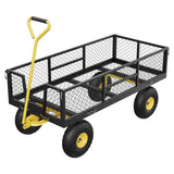 Garvee Carro de Jardín 408 kg con Lados de Malla Removibles, Manijas Ajustables, Neumáticos 25 cm, Acero Resistente, 2 En 1, Negro+Amarillo, Jardín y Camping - Negro