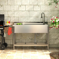 Garvee Lavadero Utility Acero Inoxidable 120x51x92cm Diseño Tazón Regadera Grifo Extraíble Cocina Jardín