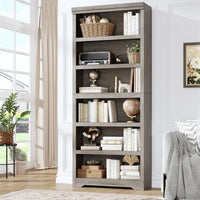 Garvee Estantería de 6 niveles alta ajustable, MDF resistente, gris, para hogar y oficina, 191cm
