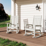 Garvee Silla Mecedora Adirondack HDPE para Exterior, Resistente a Clima, Capacidad 172kg, Blanco, Juego de 2, Ideal para Patio y Jardín - 