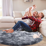 Garvee Alfombra Shaggy Ultra Suave Tie-Dye Antideslizante Fácil de Limpiar Poliéster Duradero Varias Medidas Salón y Dormitorio - Gris Oscuro