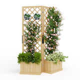 Garvee Pantalla de Privacidad de Cedro con Jardineras, Panel de 104x10x165 cm, Madera Natural Resistente, Plegable, para Patio, Terraza y Balcón - Madera Natural