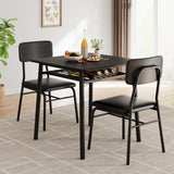 Garvee Set de mesa y sillas de comedor con respaldo MDF y cojín acolchado, modelo 01, empaque por caja, color madera negra - Negro