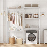 Garvee Estantería Ajustable 5 Niveles para Lavadora, Doble Estante de Madera, Estructura Resistente de Hierro, Blanca 71 cm para Lavandería, Ahorra Espacio - Blanco