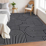 Garvee Teppich 100% Polyester 350g/m² Imitación Kaschmir Waschbar Plegable Moderno para Hogar y Oficina - Negro