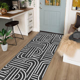 Garvee Alfombra Lavable 80x150cm, Alfombra de Pelo Corto Antideslizante, Poliéster, Suave y Moderna para Dormitorio y Cocina, Beige - Negro