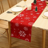 Garvee Runner Mesa Navidad doble faz estampado copos nieve impermeable poliéster 33x137cm rojo - Rojo