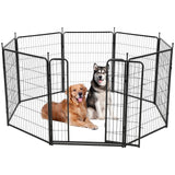 Garvee Corral para Perros 102×6.4m Metal Resistente Puerta Ancha Baja Portátil Jardín Camping Negro