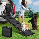 Garvee Rampa para Perros Plegable Aleación de Aluminio 1.3mm Tela No Tejida Antideslizante Ligera Extra Ancha para Perros Autos Hogar y Viajes 160x50.8cm - Negro