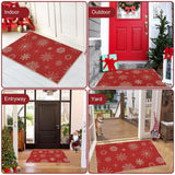 Garvee Felpudo Navideño Antideslizante Para Interior Y Exterior, 40x80cm, Color Shining Christmas Snowflakes C - Rojo
