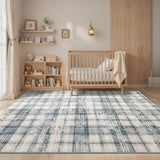 Garvee Alfombra Rectangular Antideslizante 100% Poliéster, Suave, Lavable, 160x230cm, Azul Beige Para Sala Y Dormitorio - Azul Beige