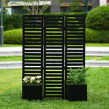 Garvee Pantalla De Privacidad Con Jardineras Integradas - Divisor De Ambiente Exterior De 3 Paneles, Metal Resistente, Plegable, Negro, Para Patio Y Jardín