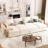 Garvee Sofá Seccional con Cama Extraíble Chenille Modular con Almacenaje y Asientos Móviles para Sala de Estar, 2 Otomanas, Gris