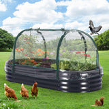 Garvee Hochbeet Metall con Red Antipájaros - Acero Galvanizado Robusto para Jardín y Terraza - Versátil para Verduras, Flores y Hierbas - Gris-Cubierta