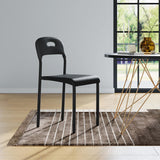 Garvee Silla de Comedor Apilable Moderna con Patas de Metal para Cocina y Exterior, 45×40×76 cm, Plástico Resistente al Agua - Negro