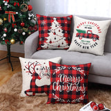 Garvee Fundas de Cojín Navidad con Ciervo - Juego de 4 - Tela Escocesa - 45x45 cm - Decoración para Sofá - Ambientes Festivos - Rojo - Sistema Predeterminado_19