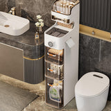Garvee Armario de baño estrecho Garvee de 7 niveles con ruedas - Mueble de baño multifuncional impermeable para baño 112.5x39.5x18cm blanco